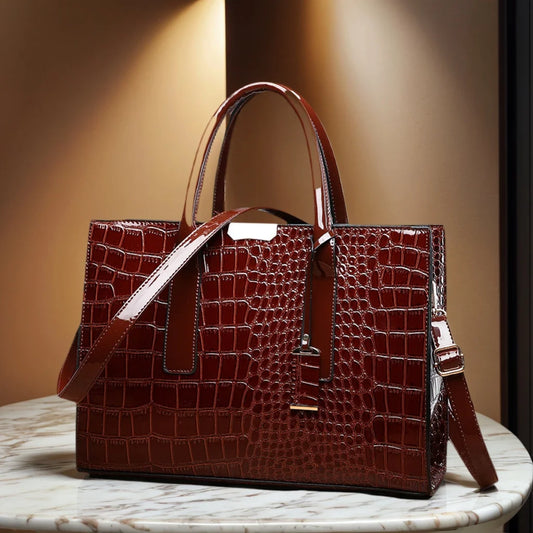 Crocodile Luxe Leather Work Tote